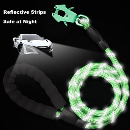 GEIT 2/4/5/6FT Dog Leash, Heavy Duty Rope Leashes, Reflective Nylon Pet Lead with Aluminum Quick Release/Locking Tactical Frog Clip for Small Medium and Large Dogs, Green, 1/2 inch - color: Green, size: 1/2'' x 4 FT (18~120 lbs.)
