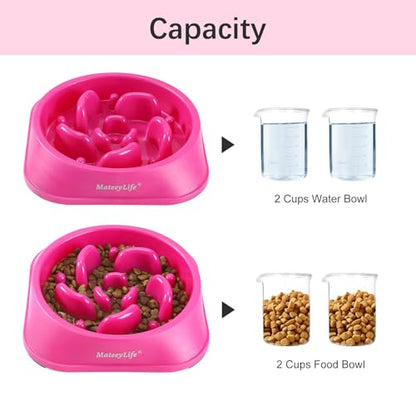 MateeyLife Slow Feeder Dog Bowls, Anti-Choking Puzzle Dog Food Bowls, Anti-Slip Interactive Feeding Slow Down Eating, Bloat Stop Maze Dishes for Medium Large Breeds Purple - color: J-Purple, size: Medium