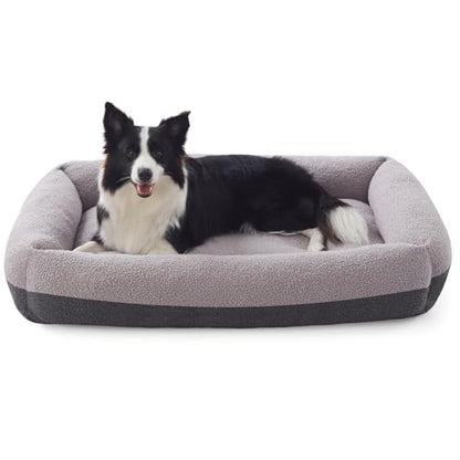 Dog Bed Large Sized Dogs, Washable Comfy Fluffy Medium Dog Beds, Removable Zipper Cover Machine Wash, Soft Orthopedic Bed Durable Pet Cuddler with Anti-Slip Bottom, 36"x27"x8", Grey - color: Grey, size: L(36''x27''x8'')