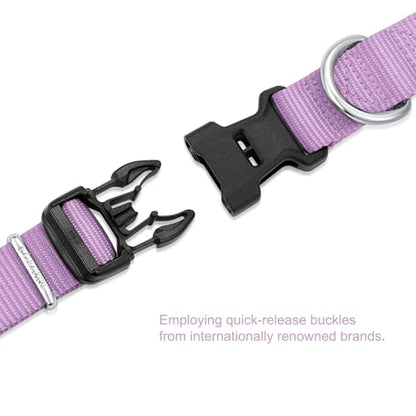 Mikivery Nylon Dog Collar with Quick Release Buckle Soft Adjustable Sturdy for Small Medium Large Dogs Violet,M - color: Violet, size: M：13"-20"