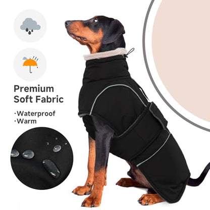 Dog Winter Coat for Small to Large Dogs(XS-XXXL)– Waterproof Windproof Fleece Lined Jacket with Reflective Trim,Pet Vest with Adjustable Buckles, Machine Washable Black 2XL - color: Black, size: XX-Large