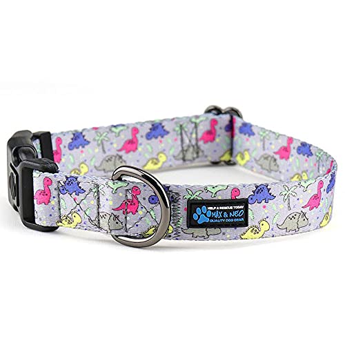 Max and Neo Patterned NEO Dog Collar - We Donate a Collar to a Dog Rescue for Every Collar Sold (Extra Small, Dinosaurs) - color: Dinosaurs, size: Extra Small
