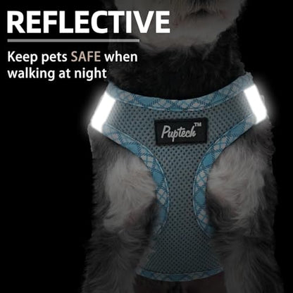 PUPTECK Dog Harness and Leash Set for Small Medium Dogs No Pull Step-in Soft Mesh Puppy Cat Vest Harnesses Reflective at Night, Sky Blue, XS - color: #1 SkyBlue(Basic Mesh), size: XS(CHEST 13"-14.5", 3-9 lbs)