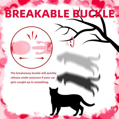 PUPTECK Bowtie Dog Collar with Bell 2 Packs, Adjustable Breakaway Puppy Collar, Sweet Gift for Small Dogs Cats Pets 7.9-11.8 in - color: Pink, size: 7.9-11.8 in