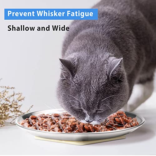 Stainless Steel Cat Dishes for Food and Water Bowls for Small and Medium Pets Relief of Whisker Fatigue -4 Sets Shallow Style - size: 13 ounce,4 sets