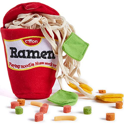 CHEWFFON Dog Puzzle Toy, Interactive & Enriching Snuffle Game for Small & Medium Dogs, Hide and Seek Crinkle Toy, Treat Dispensing & Nose Work Fun - style: Ramen Cup