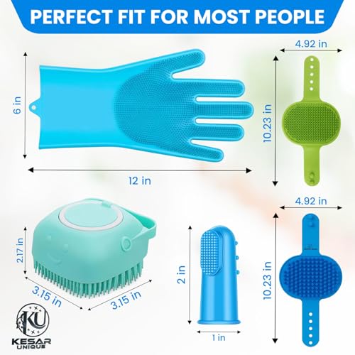 8PCS Pet Grooming & Bathing Kit for Dogs & Cats, Dog Bathing Supplies with Silicone Dog Washing Gloves, Dog Shampoo Brush, Dog Bath Brush Pet Grooming Tools for Shedding, Cleaning & Massage