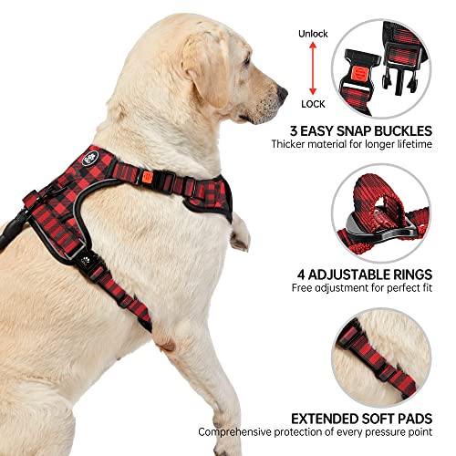 No Pull Dog Harness with Leash, Reflective No Choke Pet Vest Harness,Adjustable Soft Padded Dog Harness with Easy Control Handle for Small Dogs(Checkered Red,Small) - color: Checkered Red, size: 【S】neck 11-15" chest 15-21"