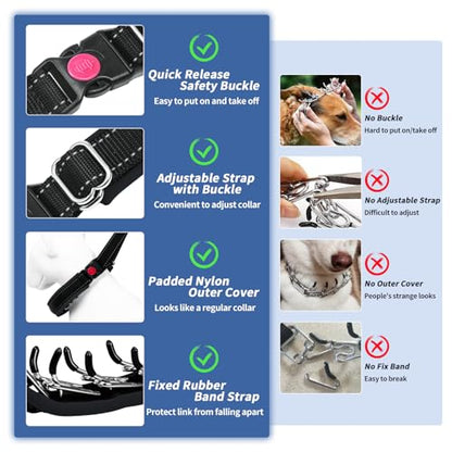 Martingale No Pull Dog Collar - Heavy Duty Nylon with Buckle, Adjustable Anti Pull Reflective Slip Collar for Large Medium Small Dog Training Walking L Black - color: Black Black, size: L (19"-26" Neck, 1.5" Wide)