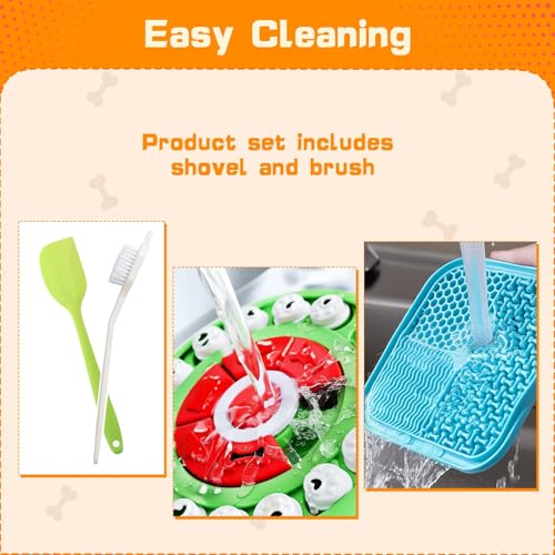 4 in1 Dog Puzzle Toy Set - Slow Feeder & Lick Mat for Puppy IQ Training & Mental Stimulate Treat Dispensing Ball | Pet Enrichment Interactive Toy (4 in 1 Blue+Green) - color: 4 in 1 Blue+Green