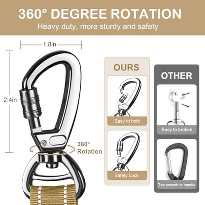 Tactical Dog Leash Heavy Duty, 4-6FT Shock Absorbing Bungee Dog Leash, Reflective Military Strong No Pull Lead with 2 Padded Handle and Car Seatbelt for Medium Large Dogs, Khaki - color: Khaki