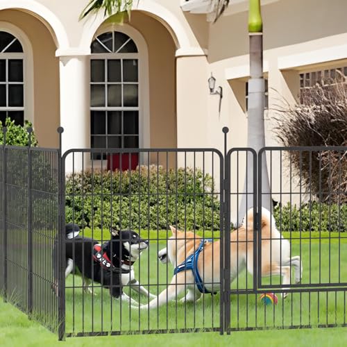 Dog Playpen,24/32/40 Inch Height in Heavy Duty,Folding Indoor Outdoor Dog Exercise Fence, Portable Pet Playpen with Door for Large Medium Dogs - Silver Gray (8 Panels, 40 inch) - style: 40 Inch
