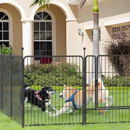 Dog Playpen,24/32/40 Inch Height in Heavy Duty,Folding Indoor Outdoor Dog Exercise Fence, Portable Pet Playpen with Door for Large Medium Dogs - Silver Gray (8 Panels, 40 inch) - style: 40 Inch