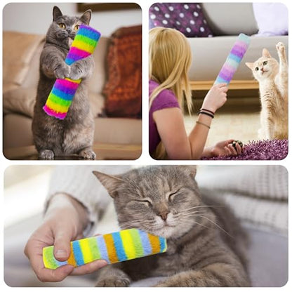 3 Pack Catnip Toys,Soft and Durable Cat Pillows Toys, Crinkle Sound Catnip Toys,Indoor Interactive Cat Kicker Toy, Companion Toys for Cats (Rainbow Set) - color: Rainbow Set