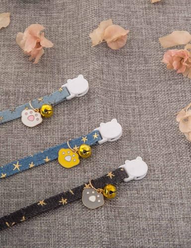 Cat Collar Breakaway with Bells,3 Pack Safety Adjustable Pet Collars,Ideal for Girl Boy Kittens. (Blue Black Starfish) - color: Blue Black Starfish