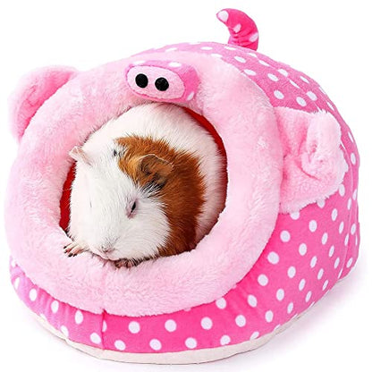 Animal Bed Guinea Pig Accessories Cage Habitat Toy Hideout House Washable(L,Pig) - color: 2-Pig, size: L