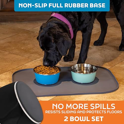 Master Pet Supply Stainless Steel Dog Bowls Set of 2 (32 Oz Each) with Non-Slip Rubber Base - Black Velvet - Basic Dog Food Bowl Water & Food Bowls for Small Medium Large Dogs & Cats, Metal Dish - color: Black Velvet, size: 4 Cups (32 oz) 2 Pack