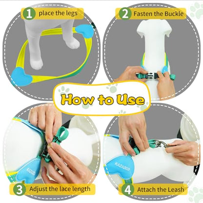 Kazazoo No Pull Small Dog Harness and Leash Set, Adjustable Puppy Soft Vest Harness with Breathable Mesh Padded, Reflective Lightweight Harness with Buckle for Medium Large Dogs, Green L - color: Green, size: L