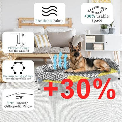 Orthopedic Dog Beds for Large Dogs - Removable Bolsters & cleanable Cover,Elevated Outdoor Dog Bed,Easy to Assemble,Up to 130lbs,Extra Large - size: 6 Sided Bolster X-large