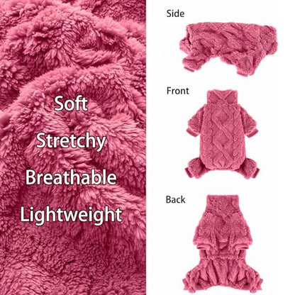 Dog Sweater Fleece Turtleneck Winter Dog Clothes for Small Dogs Girls Boy, Warm Fleece Puppy Pajamas Onesies, Pet Clothes Puppy Sweater Pjs, Doggy Jumpsuits Doggie Outfit, Rose Pink, S - color: Rose, size: Small (Chest 15in )