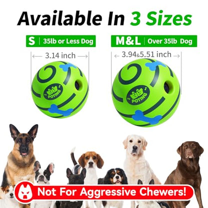 Giggle Ball for Dogs 2 Pack, Glowing Interactive Dog Toys Balls, Rolling Squeaky Toy for Large Medium Small Dogs, Fun Giggle Sounds Attract Attention When Rolled or Shaken - 3.14 inch