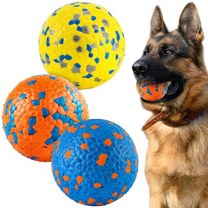 FUSOTO 3Pcs Dog Balls, Durable Bouncy Tennis Balls for Dog Aggressive Chewers, for Large Medium Small Dog Puppy Fetch - color: 1x Orange +1x Blue +1x Yellow