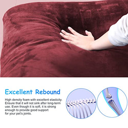 Super Soft Medium Dog Bed, 32 Inch Orthopedic Foam Pet Bed with Anti Slip Bottom, Removable Washable Cover, Burgundy - color: Burgundy, size: 32.0"L x 24.0"W x 3.0"Th