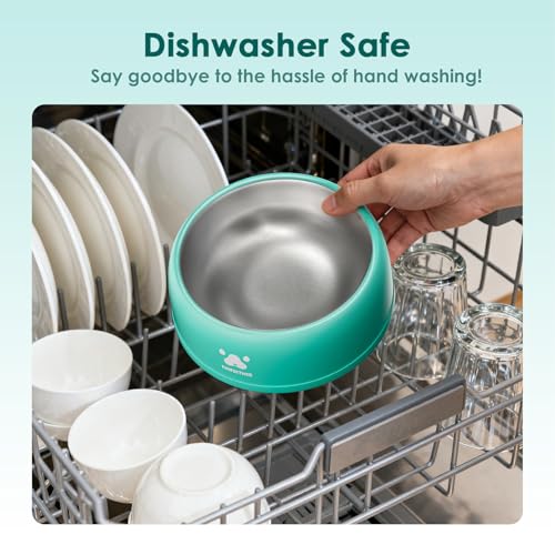PAWGETHER® Stainless Steel Dog Bowls, Dog Food and Water Bowl Non-Slip Easy to Clean Dishwasher Safe for Puppy Small Medium Dogs Cats Mint Green 34oz - color: Mint Green (34oz)