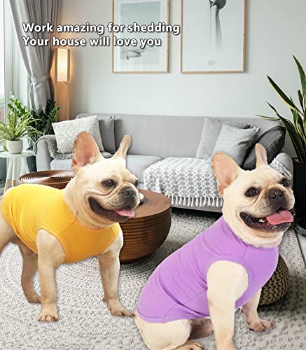Dog Plain Shirts,Solid Dogs Clothes,Lightweight Stretchy Tee Shirt,Sleeveless Blank Puppy Chihuahua Cats Samll Costumes,Yellow & Purple XS - color: Yellow & Purply, size: X-Small