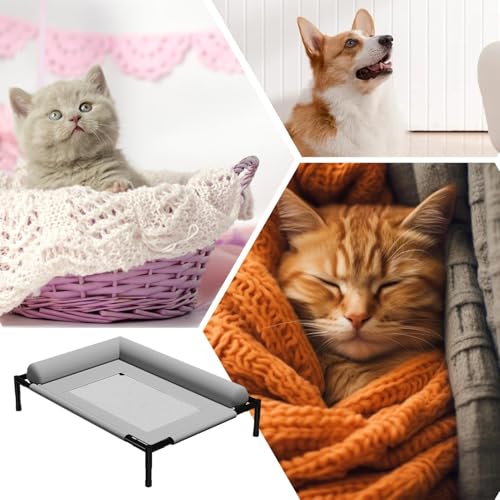 Elevated Dog Beds - Cooling Breathable Outdoor Dog Bed, Washable Pet Sofa for Sleeping Play | Summer Hot Weather Puppy Senior Kitty Bunny Home Bedroom Living Room Offices Patio Backyard - color: Gray