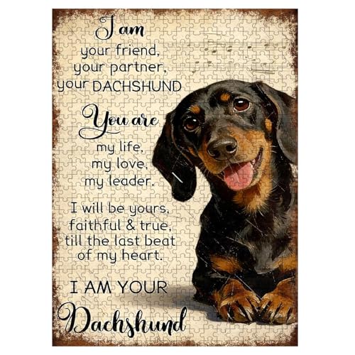 1000 Pieces Jigsaw Puzzles for Adults, I Am Your Friend Your Partner Your Dachshund Art Puzzle, Stress Relief Concentration Training Brain Teaser Puzzle 29.5x19.7 Inch - color: Wooden Puzzle13, size: 1000 Piece pcs