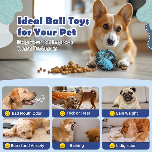 4-IN-1 Dog Toys - Frozen Dog Treat to Keep Them Busy, Treats Puzzle Ball Toy, Interactive Treat Dispensing Dog Toy, Durable Rubber Chew Toys, DIY Freezable Fillable Treat Toy, Mental Enrichment Toys - color: Blue