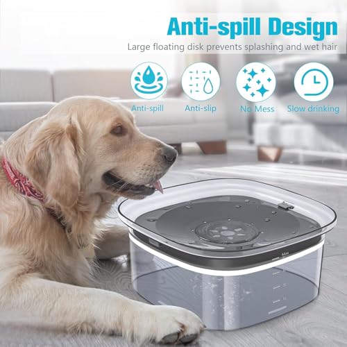 UPSKY 4L Dog Water Bowl 135oz No Spill Dog Bowl Extra Large Capacity Slow Drinking Water Feeder, Splash Proof Pet Water Dispenser Vehicle Carried Travel Water Floating Bowl for Dogs, Cats - color: Gray, size: 4 L