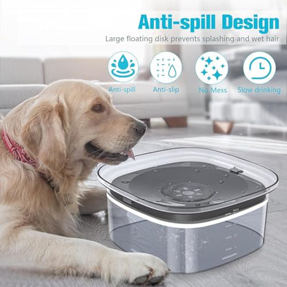 UPSKY 4L Dog Water Bowl 135oz No Spill Dog Bowl Extra Large Capacity Slow Drinking Water Feeder, Splash Proof Pet Water Dispenser Vehicle Carried Travel Water Floating Bowl for Dogs, Cats - color: Gray, size: 4 L