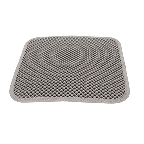 Cat Litter Mat, Double Layer EVA Trapping Mat with Urine Design for Litter Box Under Floors Cat Pad (Grey) - color: Grey, size: XXS