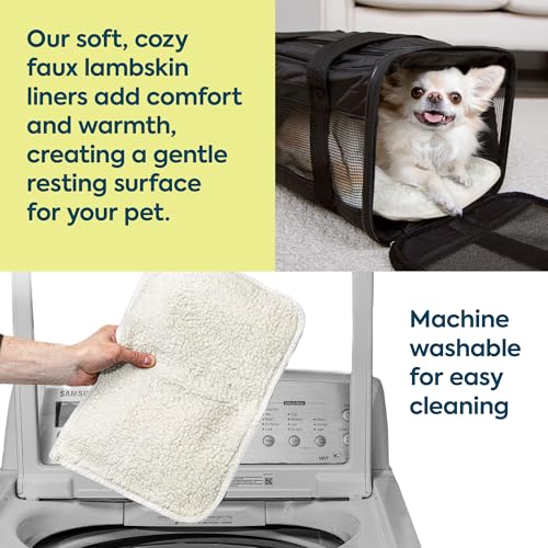 Sherpa Replacement Liners for Travel Pet Carriers - Soft Absorbent Cat & Dog Kennel Pad with Waterproof Backing, Machine Washable Crate Pads, 16.5x11.25in - 2 Pack, White, Medium - size: 2 Count (Pack of 1)