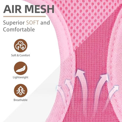 PUPTECK Dog Harness and Leash Set for Small Medium Dogs No Pull Step-in Soft Mesh Puppy Cat Vest Harnesses Reflective at Night, Pink & Blue, M - color: #1 Pink & Blue, size: M(CHEST 16"-18", 11-18 lbs)