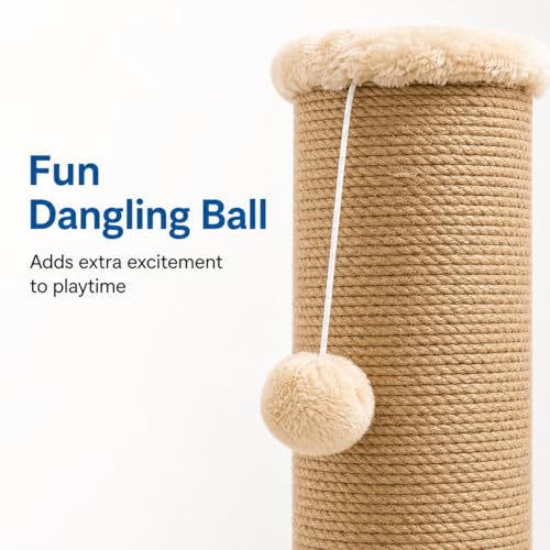 Sisal Cat Scratching Post for Indoor Cats & Kittens, 5.5" Diameter Heavy Duty Vertical Scratcher, 32 Inch Extra Tall Furniture Protector with Stable Base, Yellow - color: Cylinder Yellow