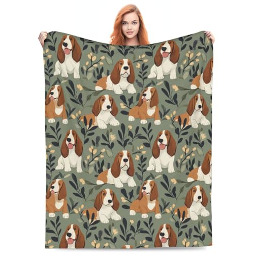 Basset Hound Blanket Gifts for Women Men Adults Dog Lovers, Basset Hound Plush Fleece Throw Blankets, Cozy Soft Warm Bedding Decor for Sofa Living Room Travel 40"x50" - color: Basset Hound, size: 40"x50"