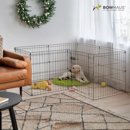 BOWHAUS Foldable Outdoor/Indoor Pet Playpen with Gate, Available in 30 Inch Height Metal Portable Kennel, Heavy-Duty Exercise Fence Cage 8 Panels for Medium Dog, Animals - style: 30 Inch