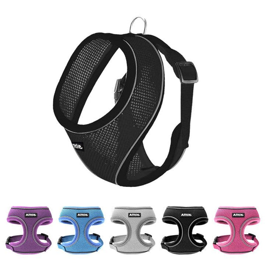 AIITLE No Choke Dog Harness with Triple-Layer Mesh, Reflective & Adjustable Chest Belt, Easy On/Off for Pekingese, Schnauzer – Durable for Daily Walks, Parties (L, Black) - color: Black, size: L
