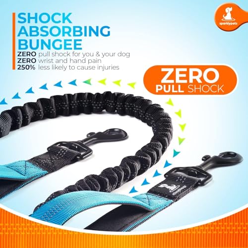 SparklyPets - Hands Free Dog Leash with Reflective Stitches - Waist Leash for Male Dog Walking, Hiking, Training, Jogging, Canicross, Running - Medium & Large Dogs, Gradient Blue - color: Gradient Blue, size: 1 dog M/L
