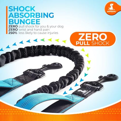 SparklyPets - Hands Free Dog Leash with Reflective Stitches - Waist Leash for Male Dog Walking, Hiking, Training, Jogging, Canicross, Running - Medium & Large Dogs, Gradient Blue - color: Gradient Blue, size: 1 dog M/L