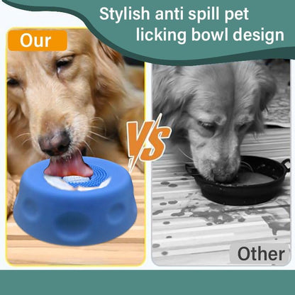 Slow Feeder Dog Lick Bowl with Rolling Ball,Anti-Slip Silicone Puzzle Feeder for Liquid Treats,Bone Broth,Yogurt,Wet Food,Anxiety Relief Enrichment Lick Toy for Large Medium Small Dogs & Cats (Black) - color: Black