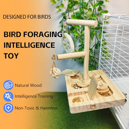 Bird Foraging Toys Parrot Enrichment Puzzle Toy Bird Playground Exploring Platform with Perch Chewing Toy for Small Birds Parakeet Cockatoo Budgie