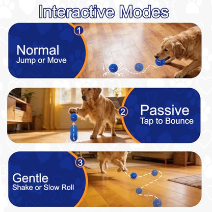 Ombrael Smart Interactive Dog Toys-Ball, Automatic Moving Bouncing Spinning, Washable Chew-Resistant to Keep Them Busy, for Medium Large Bored Dogs Indoor Outdoor Play