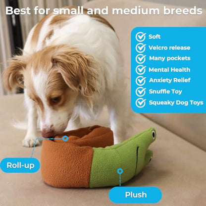 Dog Toys Plush with Squeaky & Treat Hiding Features - Mental Stimulation Enrichment Toy for Large Breed Dogs - Machine Washable Slow Feeder to Keep Dogs Busy，Snail Snuffle - color: Snail Snuffle-1