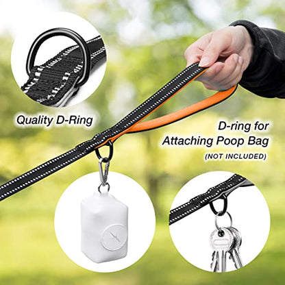 PHOEPET 5 Feet Heavy Duty Dog Leash - Reflective - Soft Padded Handle Traffic Grip for Extra Control (L,Orange) - color: Orange