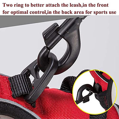Reflective nylon large pet dog harness all-weather service dog V -shaped pad adjustable safety lead belt pet L69-81cm chest brown