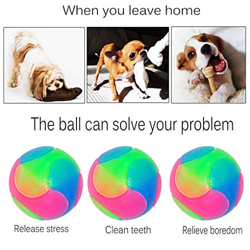 2 pcs Large Light Up Dog Balls Flashing Elastic Ball Bouncy Glow in The Dark Interactive Jumping Blinking Dog Ball Pet Toys for Golden Retriever,Labrador,Large Dogs - color: 2 pcs Large smooth balls